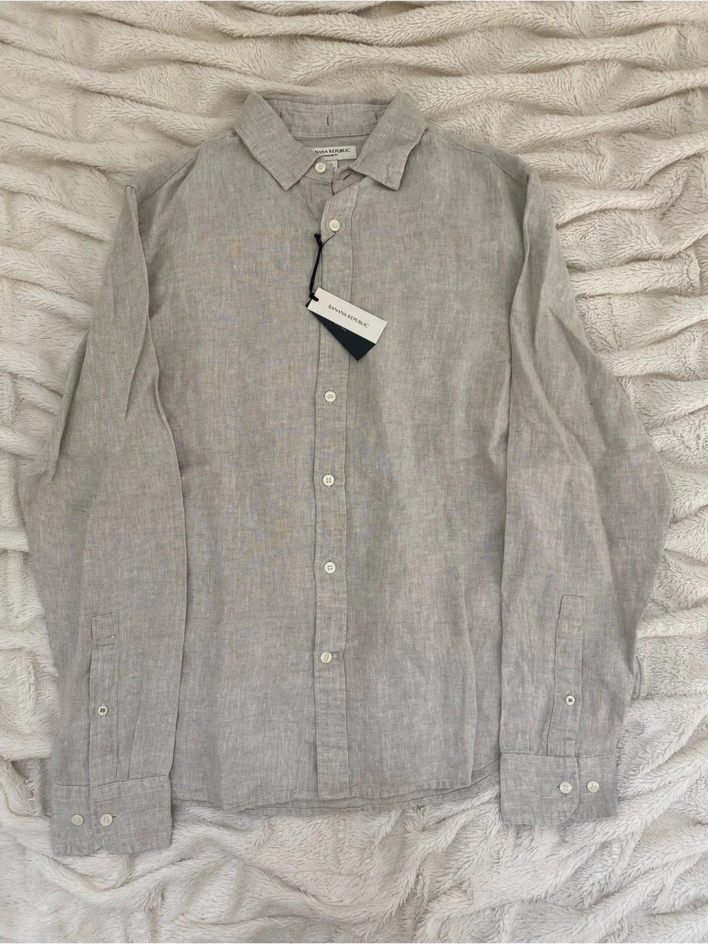 NWT Banana Republic 100% linen button-down shirt beige Sz S
